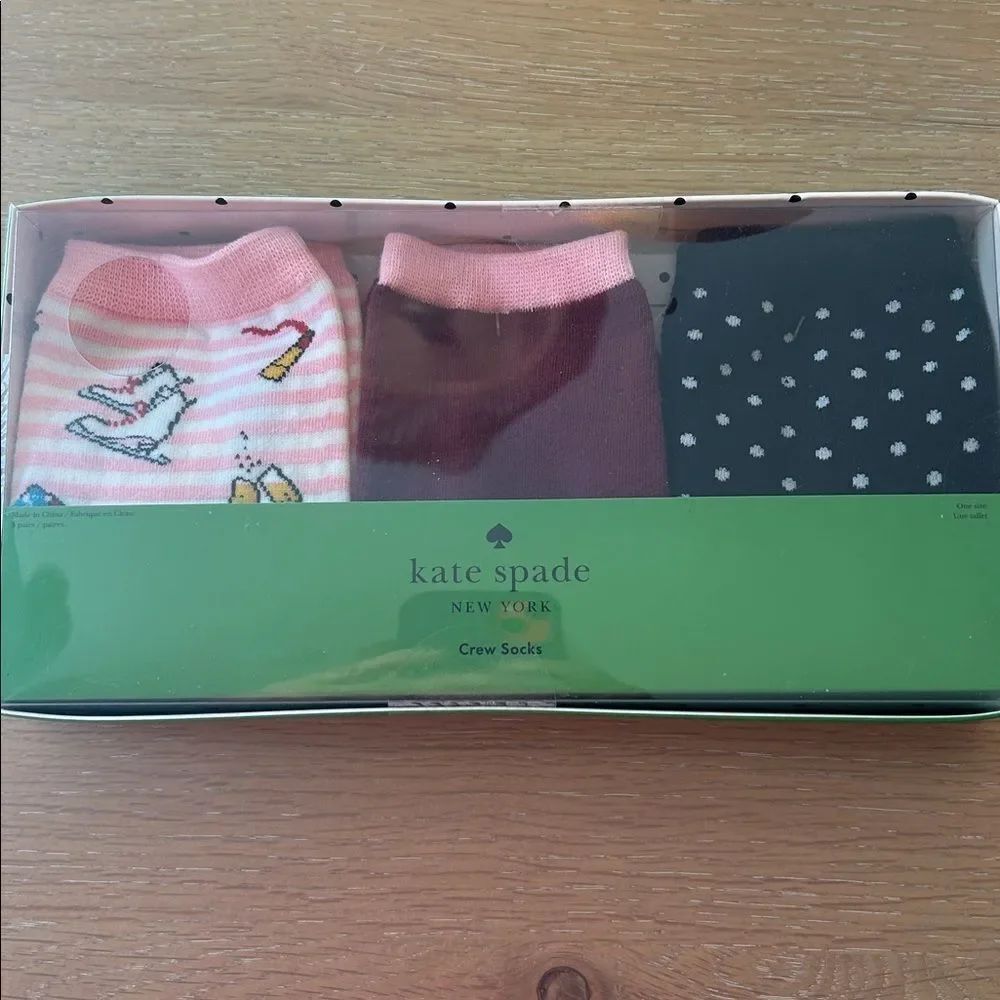 KATE SPADE NEW YORK WHIMSICAL 3 PK WOMEN'S CREW SOCKS SIZE: 4-10, NWT